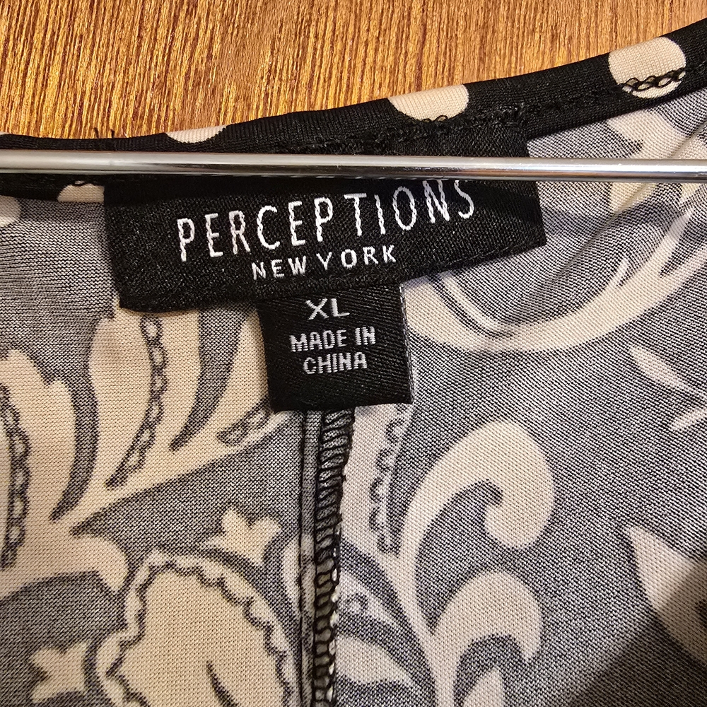 Perceptions Black And Cream Patterned Midi Dress - image 2